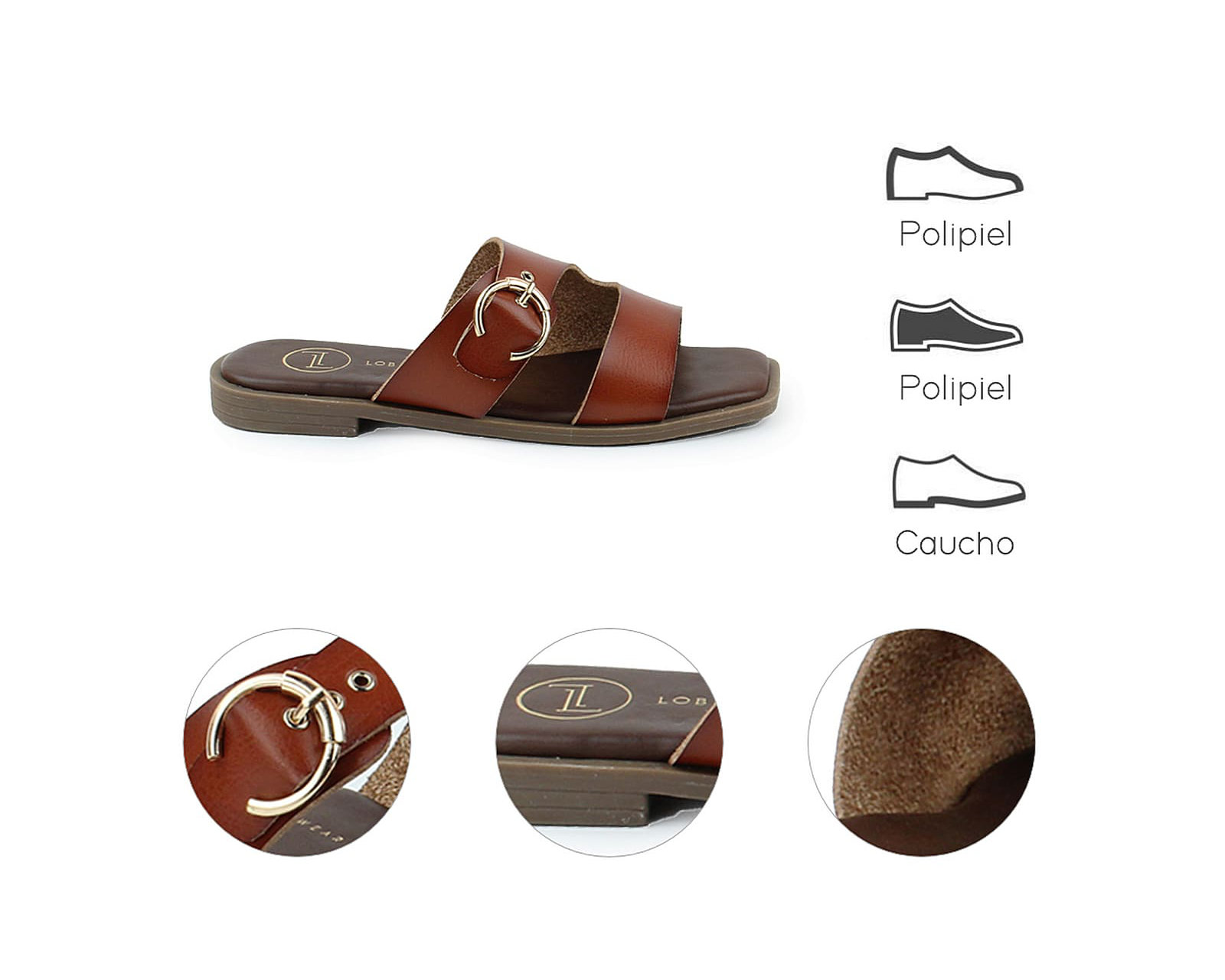 Foto 8 pulgar | Sandalia Piso Para Mujer Lob Footwear Pu Café 59705012