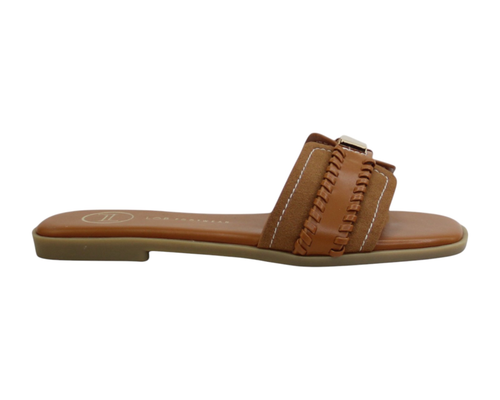 Foto 3 pulgar | Sandalia Piso Para Mujer Lob Footwear Pu Suede Café 91905039