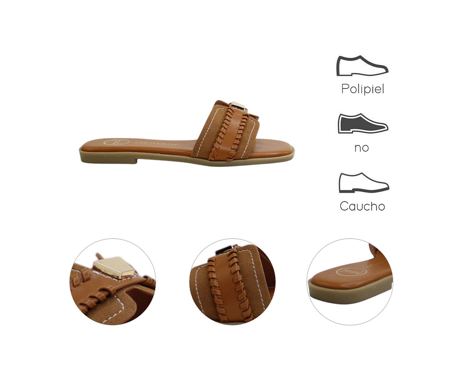 Foto 8 pulgar | Sandalia Piso Para Mujer Lob Footwear Pu Suede Café 91905039