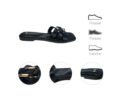 Foto 7 | Sandalia Piso Para Mujer Lob Footwear Pu Negro 91805030