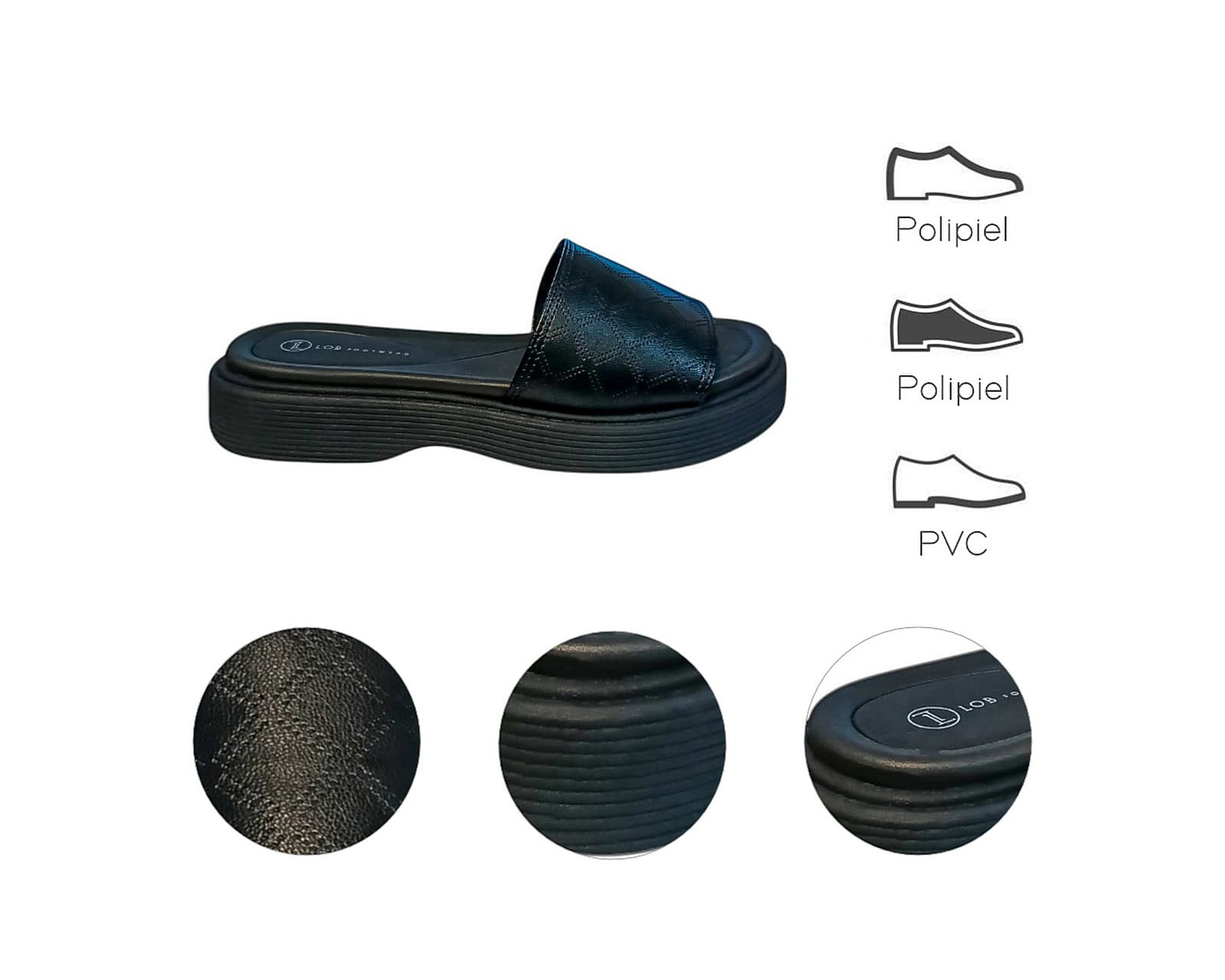 Foto 8 pulgar | Sandalia Piso Para Mujer Lob Footwear Turim Escocia Negro 86805068