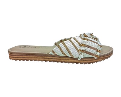 Foto 2 | Sandalia Piso Para Mujer Lob Footwear Tramado Listrado Beige 86805086