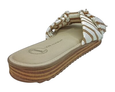 Foto 3 | Sandalia Piso Para Mujer Lob Footwear Tramado Listrado Beige 86805086