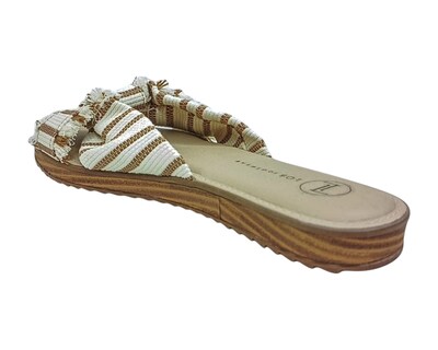 Foto 4 | Sandalia Piso Para Mujer Lob Footwear Tramado Listrado Beige 86805086