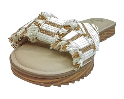 Foto 6 | Sandalia Piso Para Mujer Lob Footwear Tramado Listrado Beige 86805086