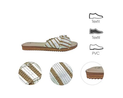 Foto 7 | Sandalia Piso Para Mujer Lob Footwear Tramado Listrado Beige 86805086