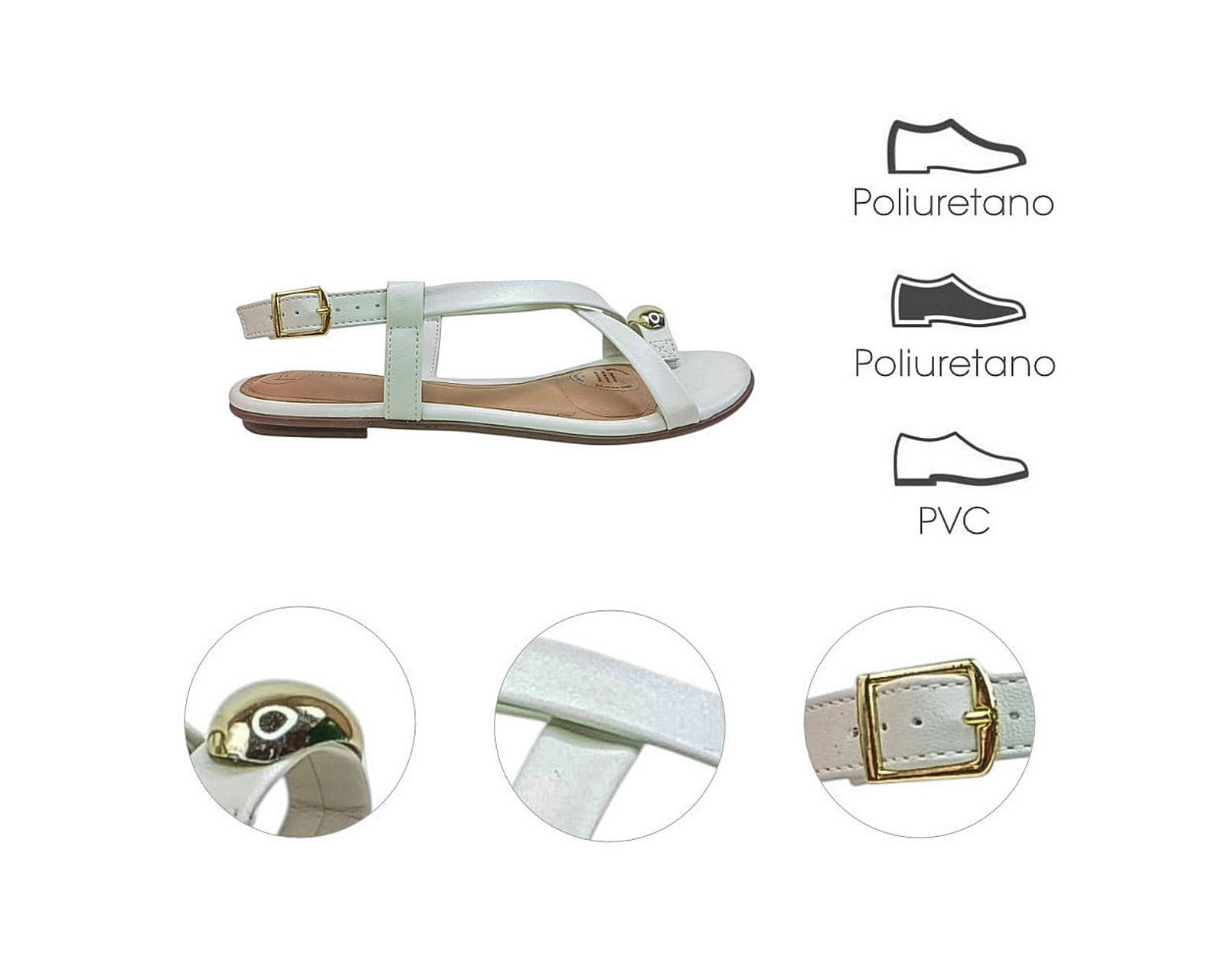 Foto 8 pulgar | Sandalia Piso Para Mujer Lob Footwear Napa Turim/geometrico Blanco 86805454