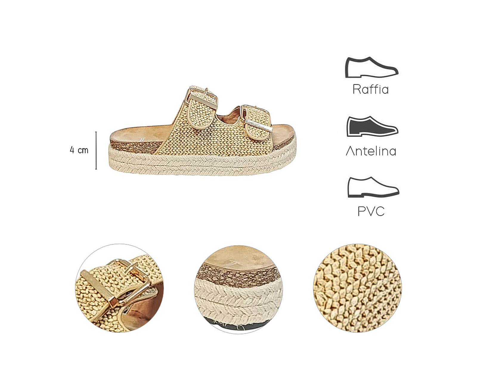 Foto 8 pulgar | Sandalia Piso Para Mujer Lob Footwear Rafia Beige 51705052
