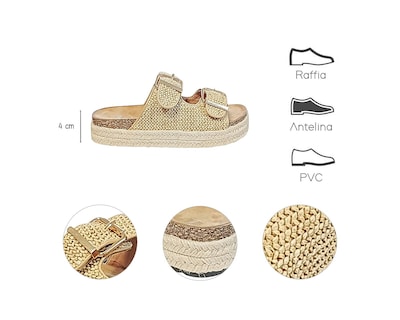 Foto 7 | Sandalia Piso Para Mujer Lob Footwear Rafia Beige 51705052