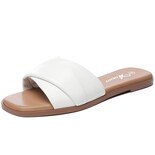 Sandalias Planas Athlefit Para Mujer, Cuero De Verano, Color Blanco, Talla 9 - Venta Internacional.