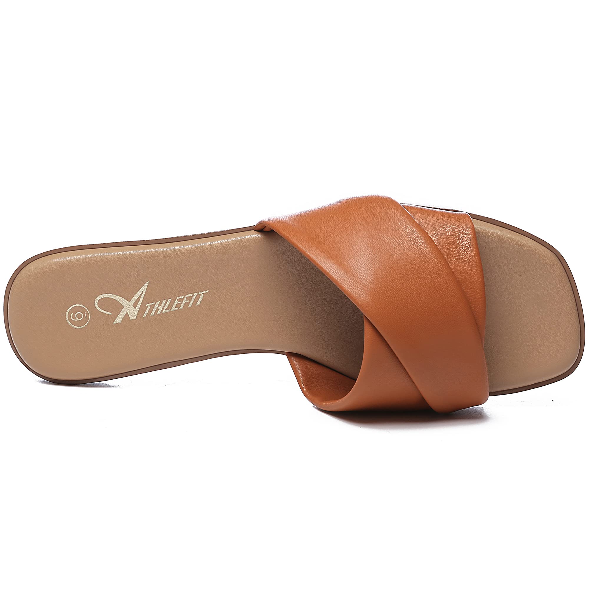 Foto 3 pulgar | Sandalias Planas Athlefit Para Mujer, Sin Cordones, Piel, Color Marrón 9 - Venta Internacional.