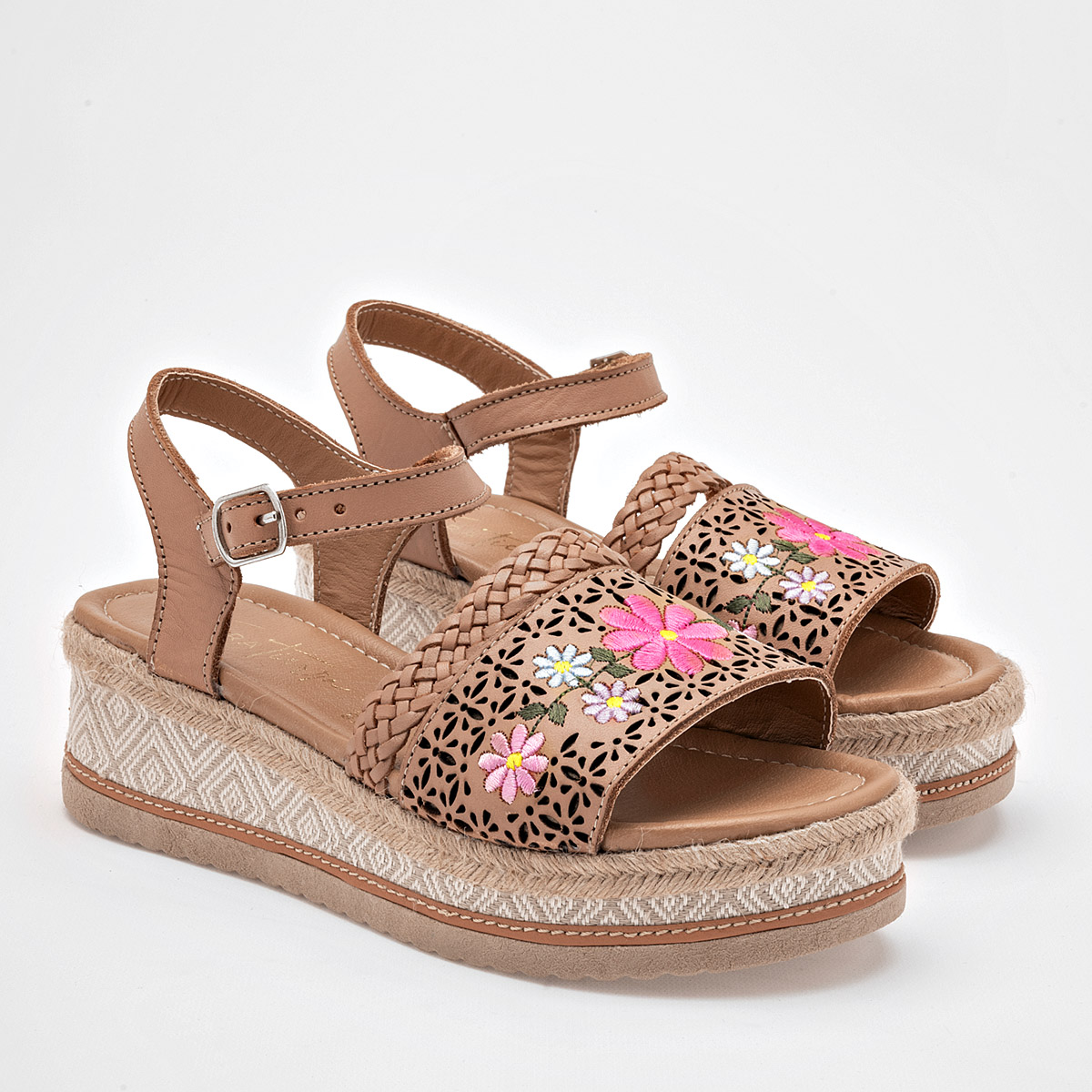 Foto 3 pulgar | Mora Tierra Sandalia Para Mujer Camel Multicolor Cod.131753