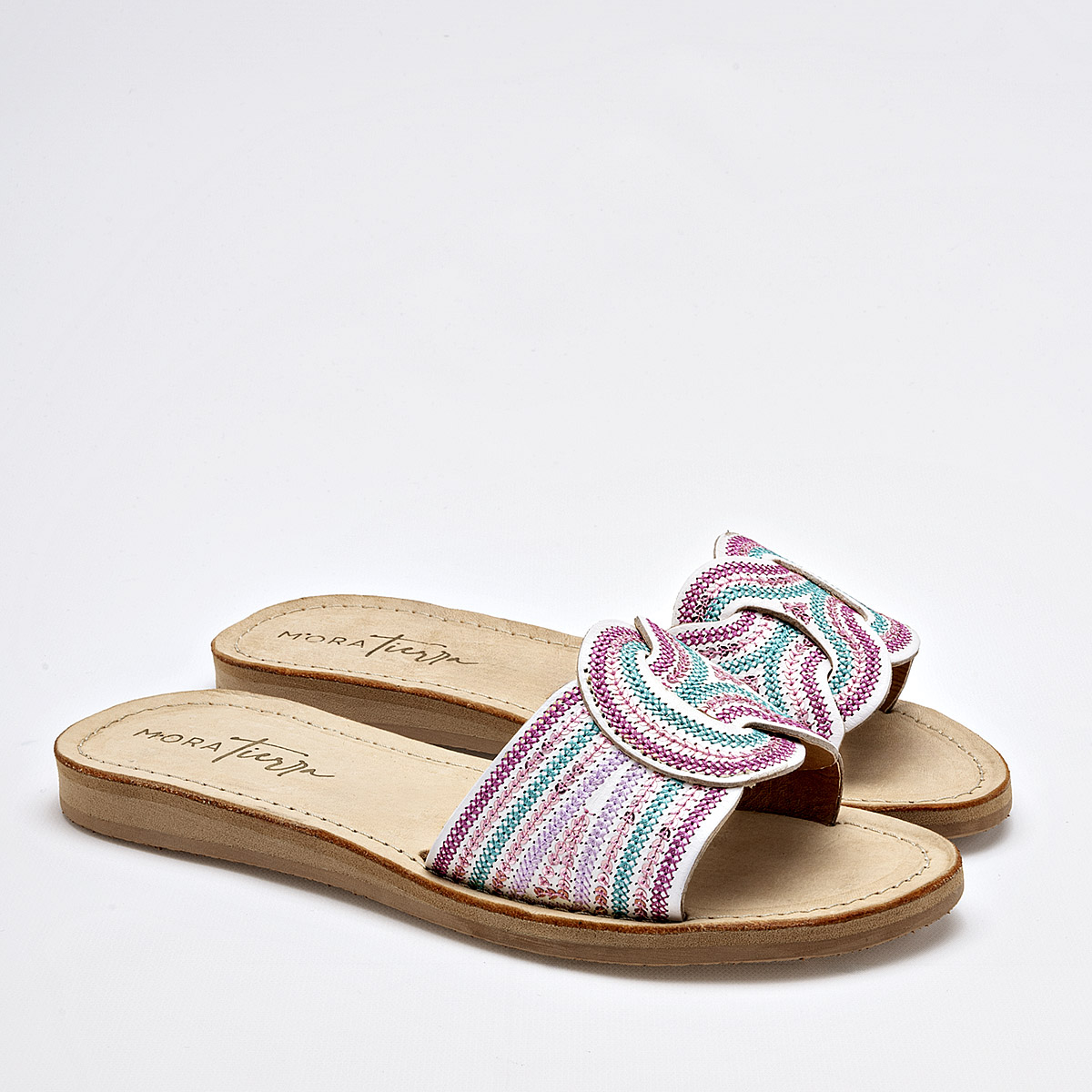 Foto 2 | Mora Tierra Sandalia Para Mujer Blanco Multicolor Cod.132502