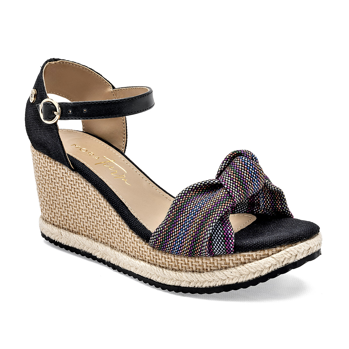 Foto 2 pulgar | Mora Tierra Sandalia Para Mujer Negro Multicolor Cod.132491