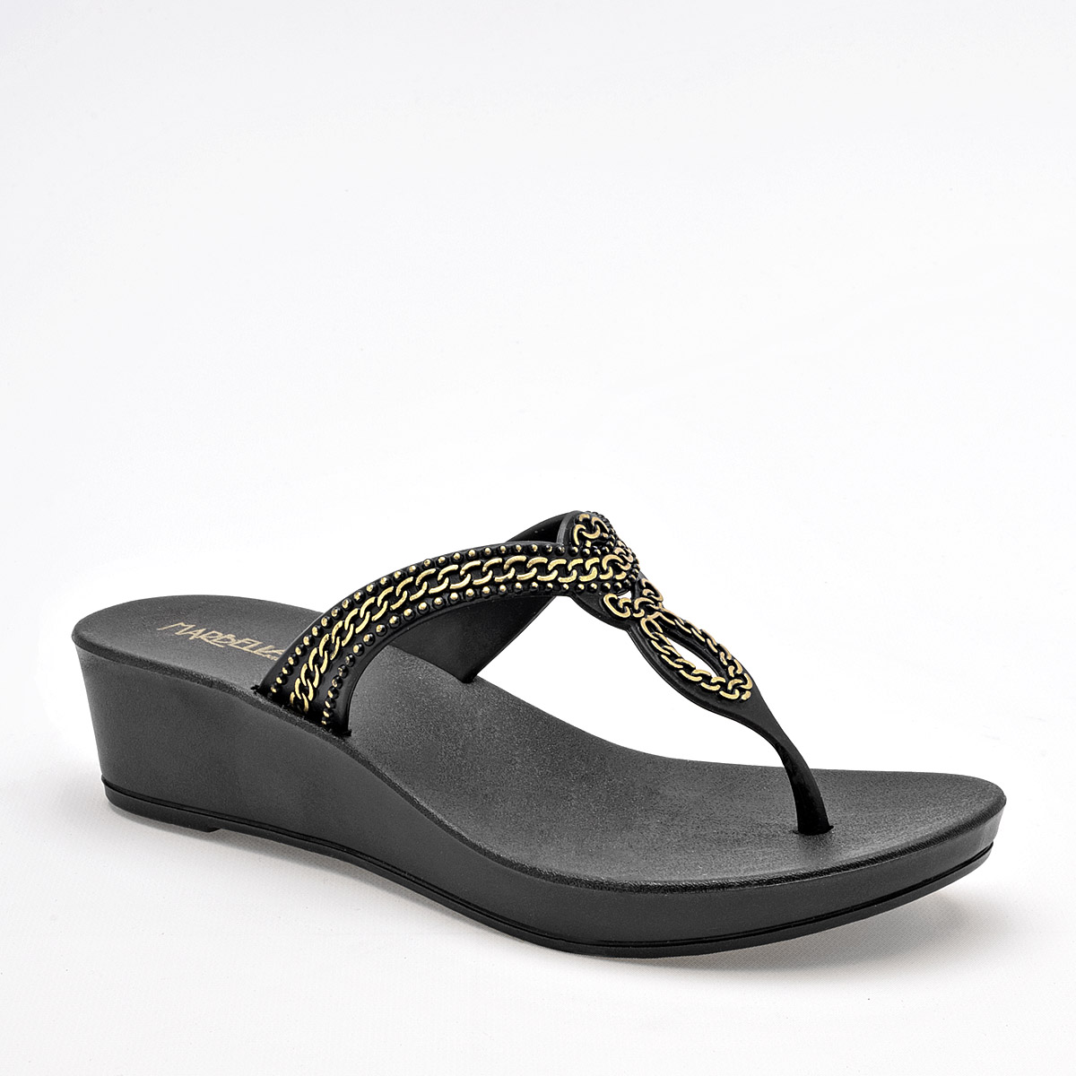 Marbella Sandalia Para Mujer Negro Dorado Cod.132434