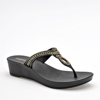 Foto 1 | Marbella Sandalia Para Mujer Negro Dorado Cod.132434