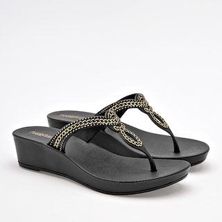 Foto 2 | Marbella Sandalia Para Mujer Negro Dorado Cod.132434