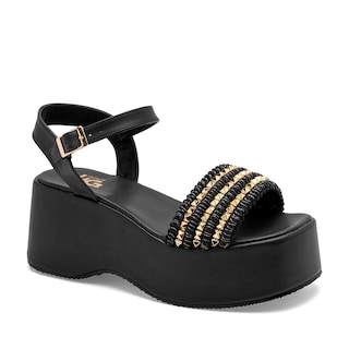 Foto 1 | Hg Sandalia Para Mujer Negro Dorado Cod.132290