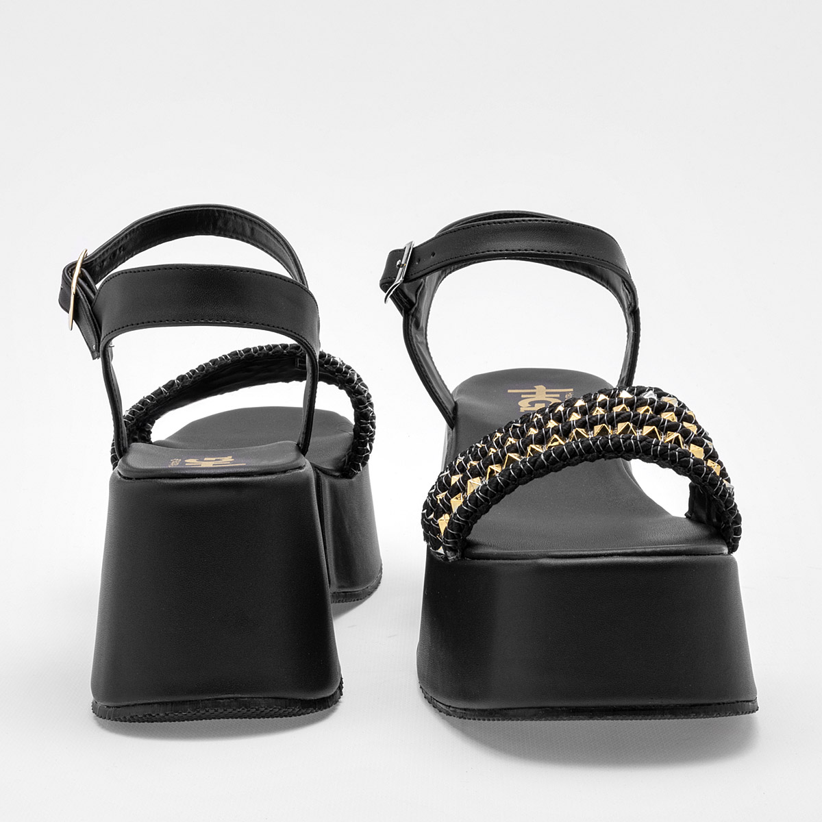 Foto 4 pulgar | Hg Sandalia Para Mujer Negro Dorado Cod.132290