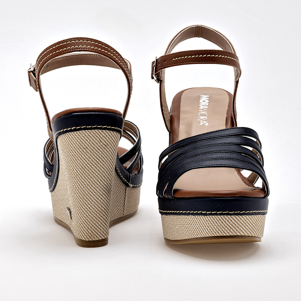 Foto 4 pulgar | Moramora Sandalia Para Mujer Marino Camel Cod.133071