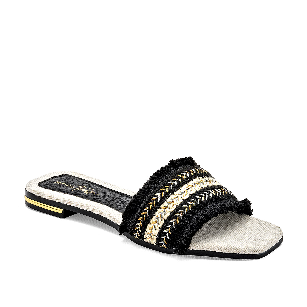 Foto 2 pulgar | Mora Tierra Sandalia Para Mujer Negro Beige Cod.133070