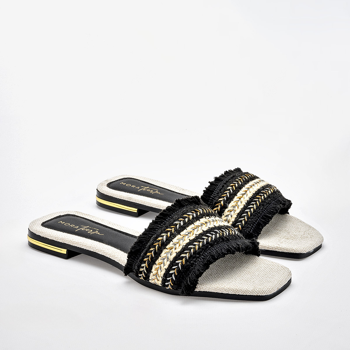 Foto 3 pulgar | Mora Tierra Sandalia Para Mujer Negro Beige Cod.133070