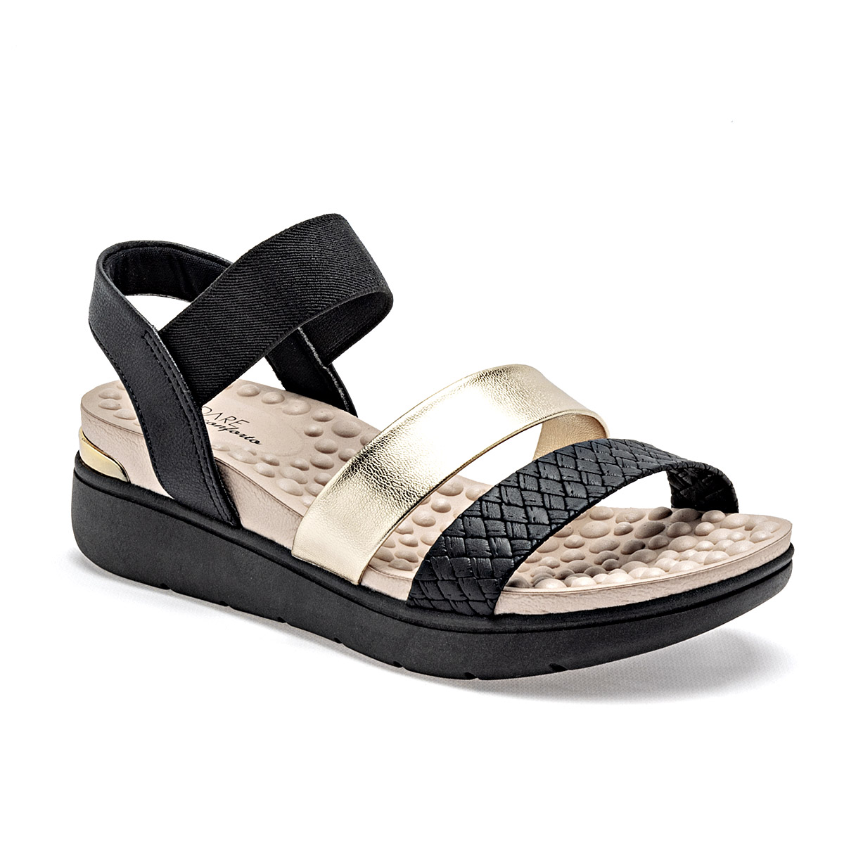Modare Sandalia Para Mujer Negro Dorado, Importado Cod.131737