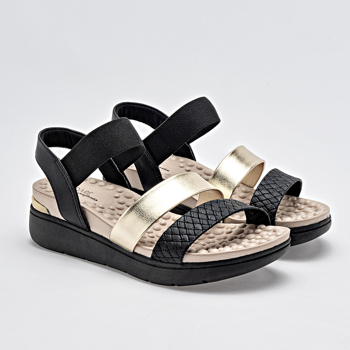Foto 2 | Modare Sandalia Para Mujer Negro Dorado, Importado Cod.131737
