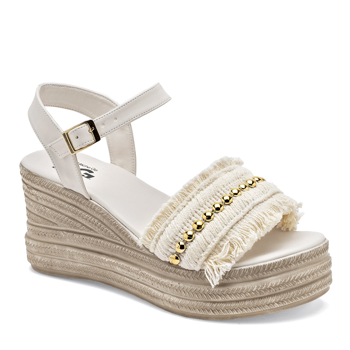 Hg Sandalia Para Mujer Blanco Dorado Cod.132294