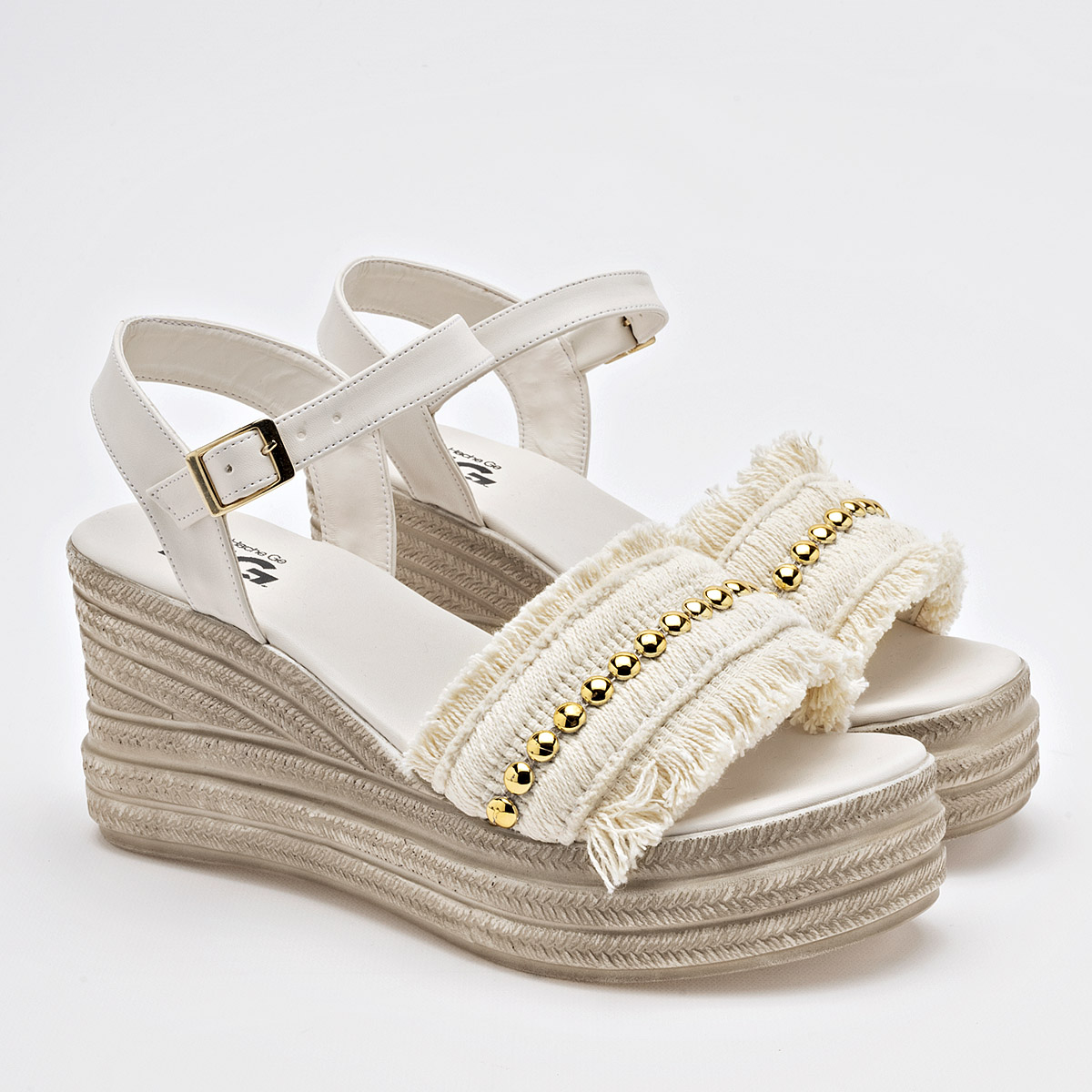 Foto 2 | Hg Sandalia Para Mujer Blanco Dorado Cod.132294