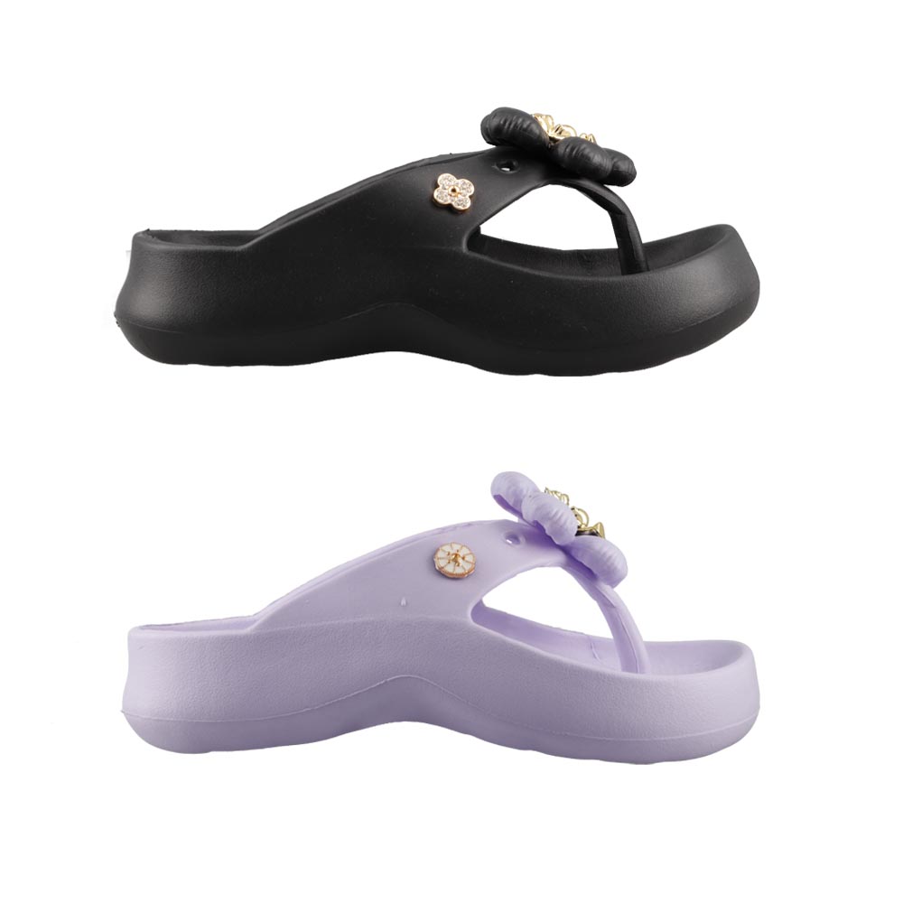 Sandalia Casual  2 Pares Negro y Lila