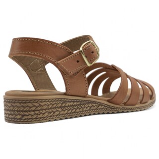 Foto 4 | Sandalias De Piso Exterior Piel Color Café Para Mujer De Rbcollection