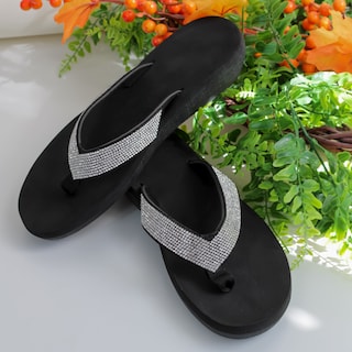 Foto 1 | Sandalias De Piso Exterior Textil Color Negro Para Mujer De Rbcollection