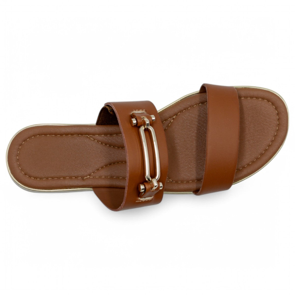 Foto 5 pulgar | Sandalias De Piso Exterior Piel Vegana Color Café Para Mujer De Rbbasics
