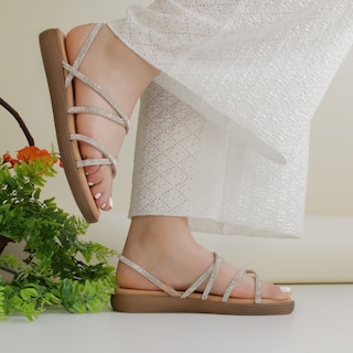 Foto 1 | Sandalias De Piso Exterior Sintético Color Plata Para Mujer De Rbcollection