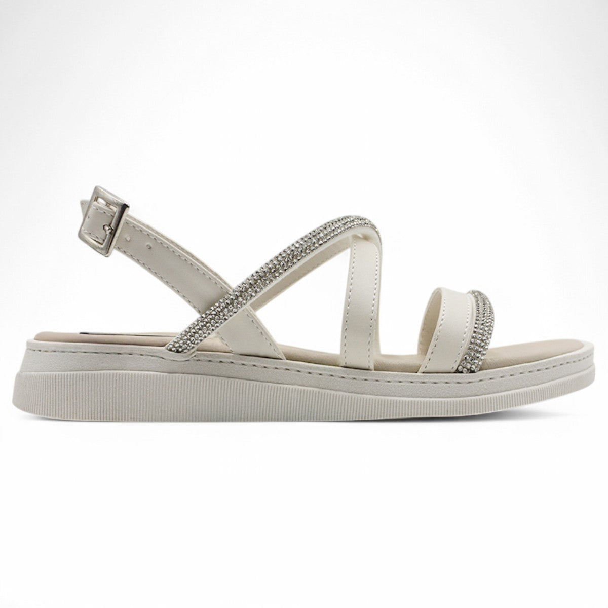 Foto 4 pulgar | Sandalias De Piso Exterior Piel Vegana Color Beige  Para Mujer De Rbcollection