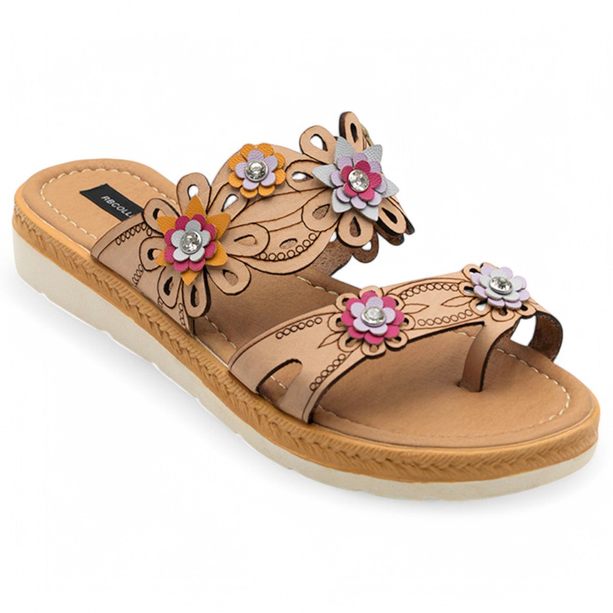 Foto 3 pulgar | Sandalias De Piso Exterior Piel Color Café Para Mujer De Rbcollection