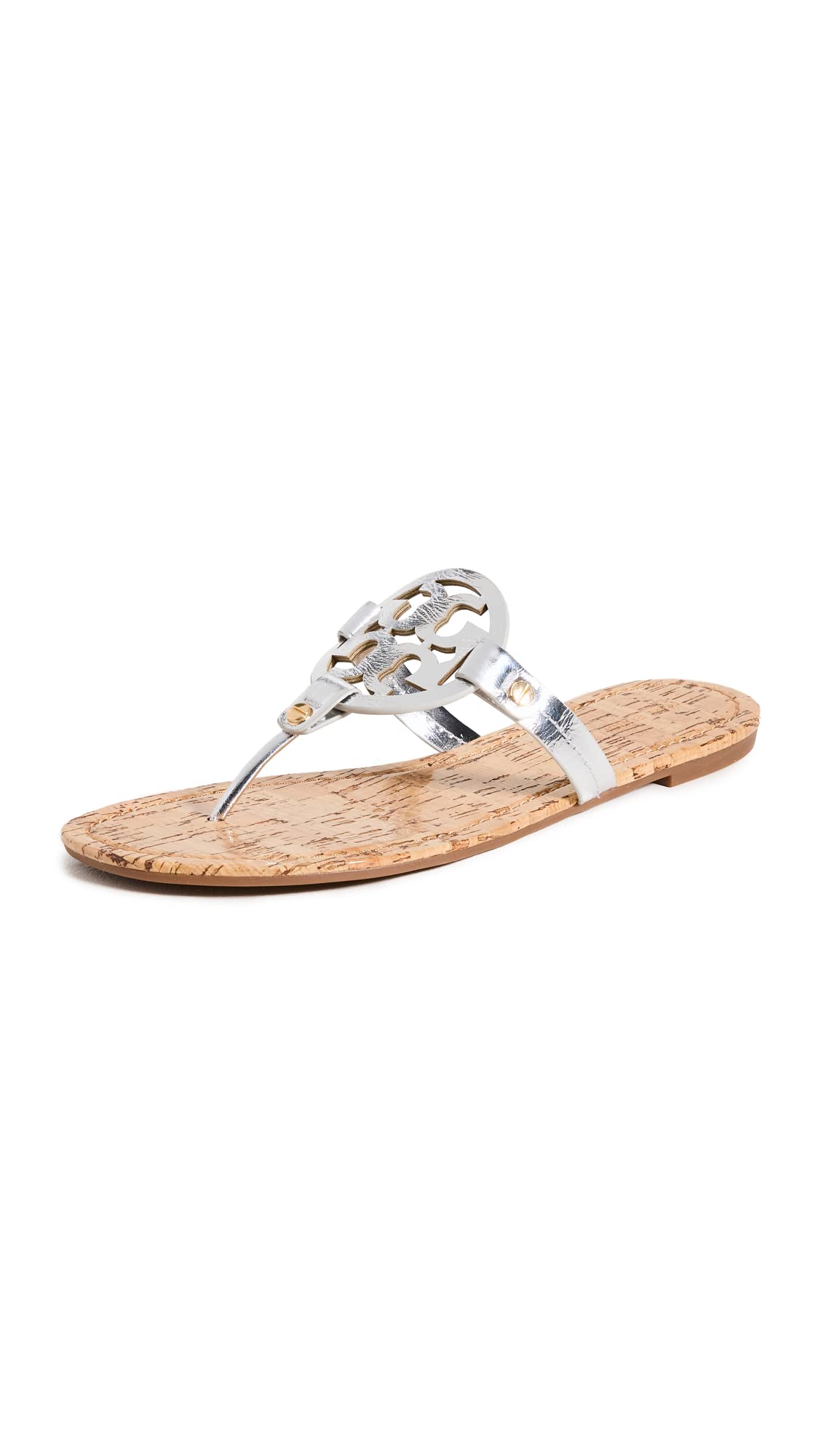 Sandalias Tory Burch Miller Para Mujer Plateadas/naturales, Talla 11us - Venta Internacional.