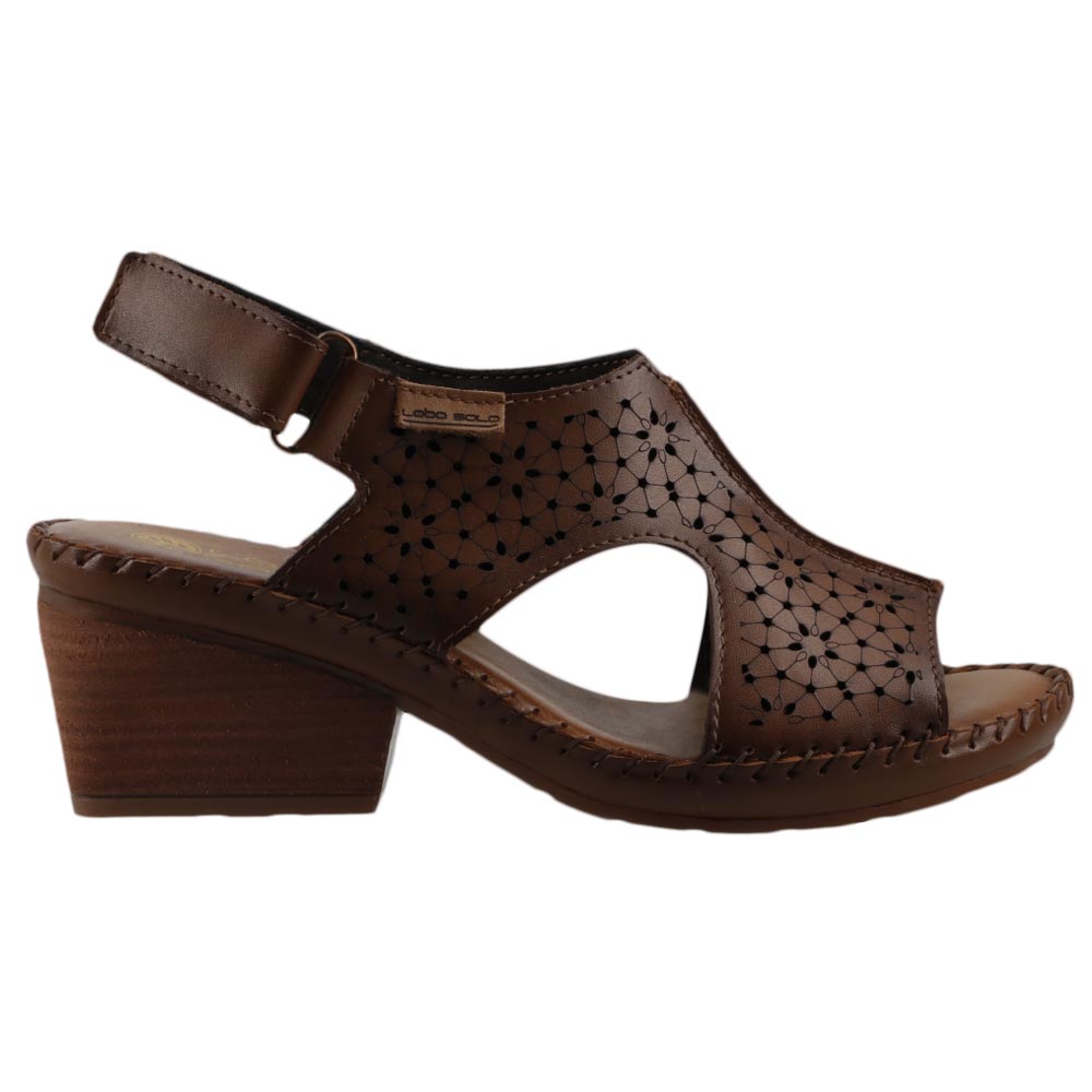Sandalia Lobo Solo 2240n Miel Sandalia Casual En Piel Tacon Ancho Talla 22 A 27 E