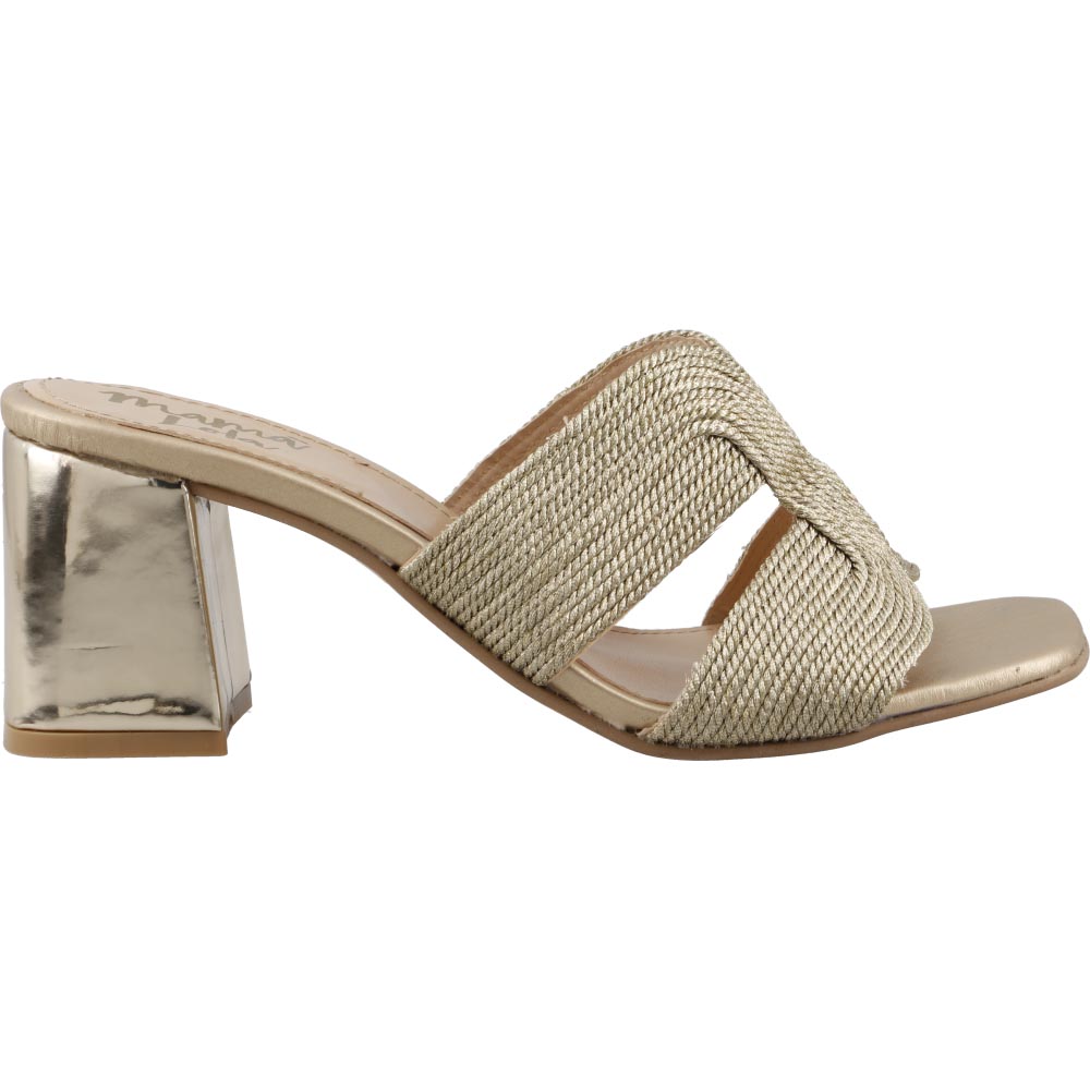 Sandalia De Mujer Mama Lola 5206-o Oro Ingles Sandalia De Vestir Tacon Ancho Bajo Talla 23 A 26