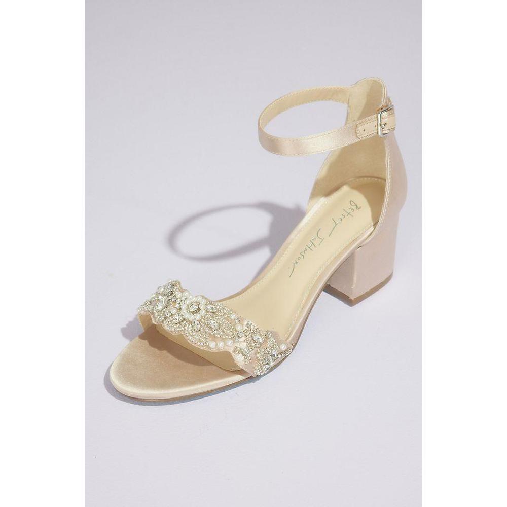 Foto 2 pulgar | Sandalias David's Bridal Con Correa De Satín Y Cristales Beige