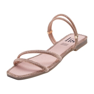 Foto 3 | Sandalias Calzado Watanabe Color Dorado Planas Brillos