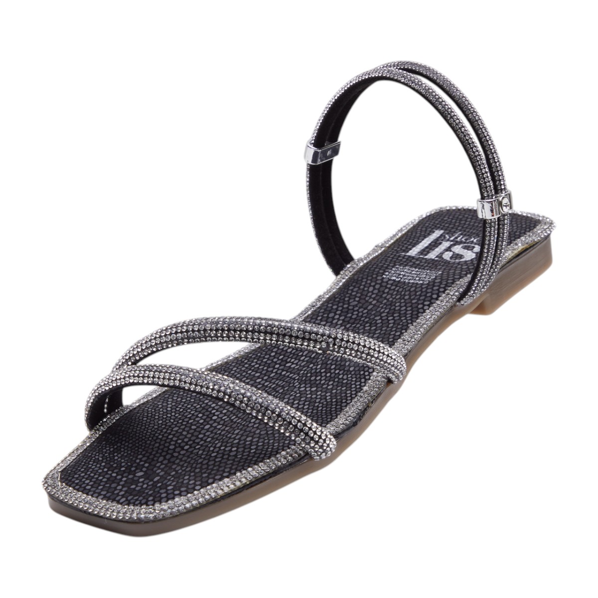Foto 4 pulgar | Sandalias Calzado Watanabe Color Negro Planas Brillos