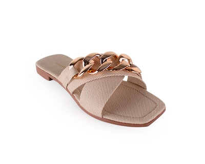 Foto 1 | Sandalia Color Beige Cadena Material Sintético