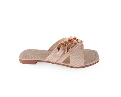 Foto 2 | Sandalia Color Beige Cadena Material Sintético