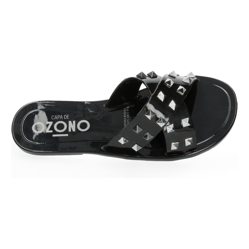 Foto 3 pulgar | Sandalias Ozono Negro Para Mujer [ozo2839] Plateado