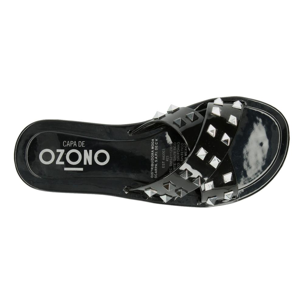 Foto 8 | Sandalias Ozono Negro Para Mujer [ozo2839] Plateado