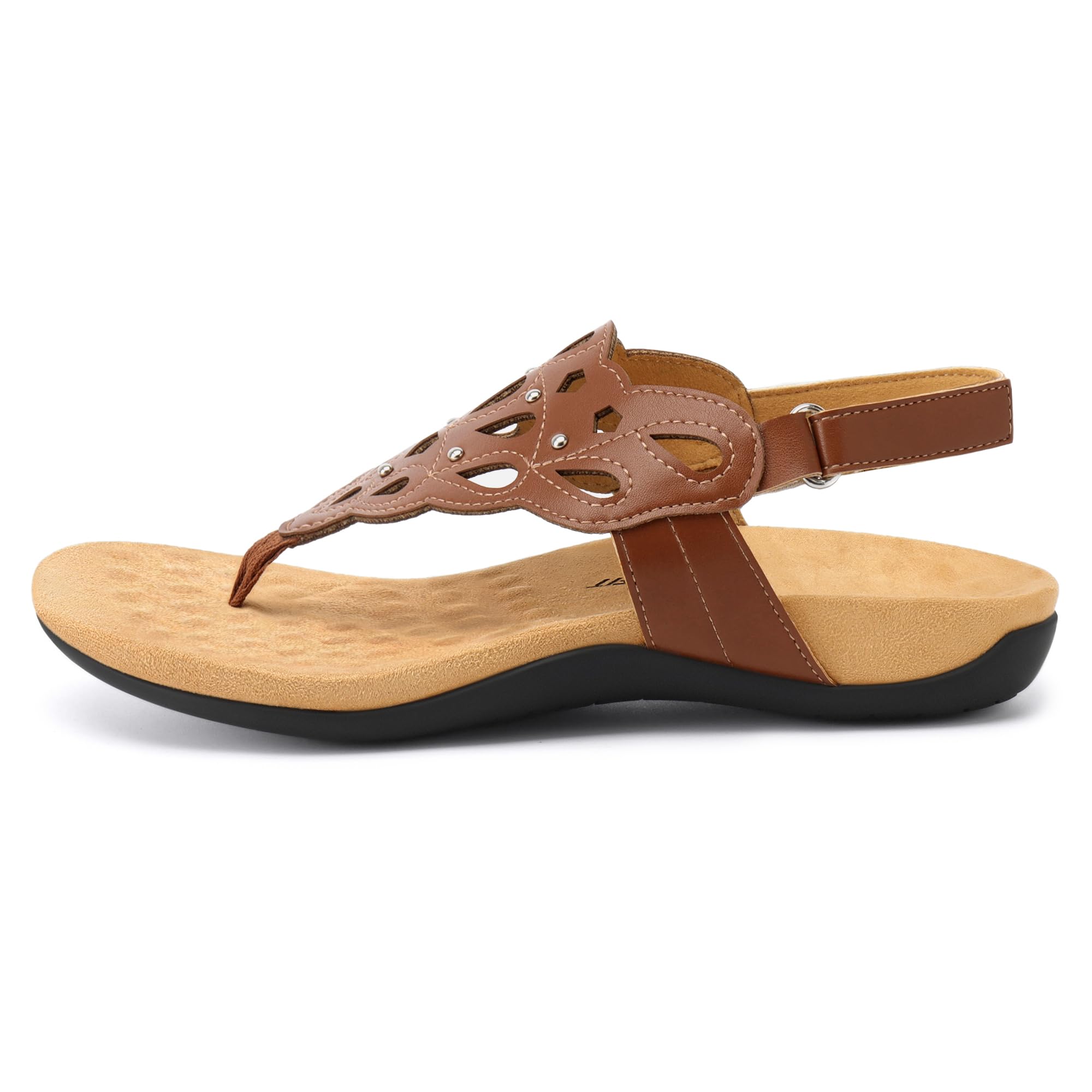 Foto 3 pulgar | Sandalias Ortopédicas Athlefit De Piel Con Soporte Para Arco, Color Marrón 5.5 - Venta Internacional.