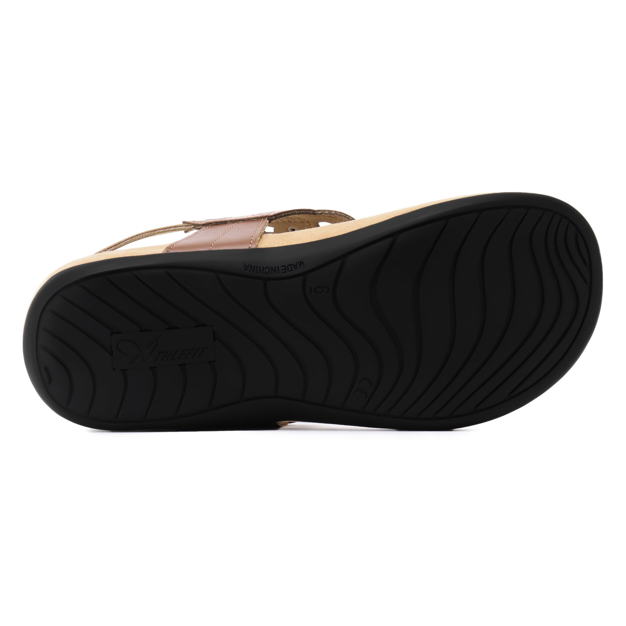 Foto 3 | Sandalias Ortopédicas Athlefit De Piel Con Soporte Para Arco, Color Marrón 5.5 - Venta Internacional.