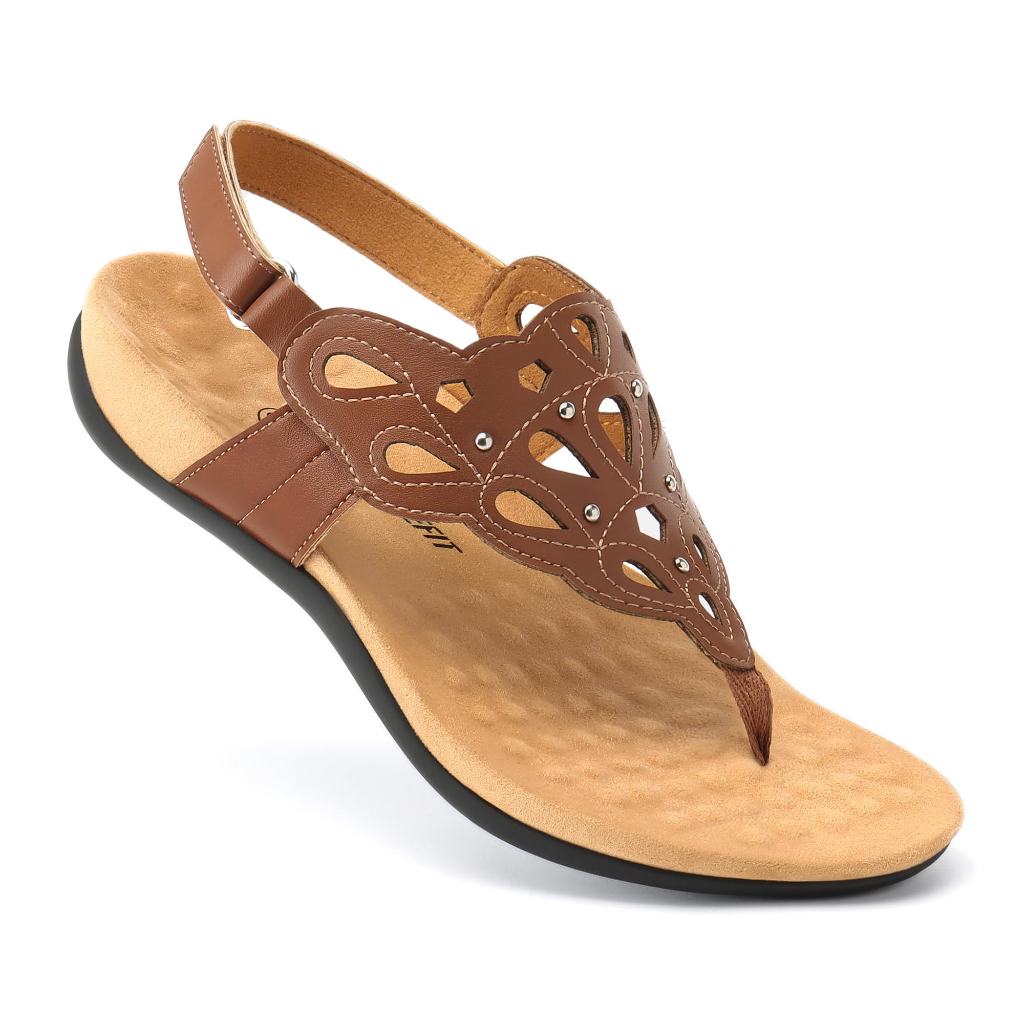 Foto 5 pulgar | Sandalias Ortopédicas Athlefit De Piel Con Soporte Para Arco, Color Marrón 5.5 - Venta Internacional.